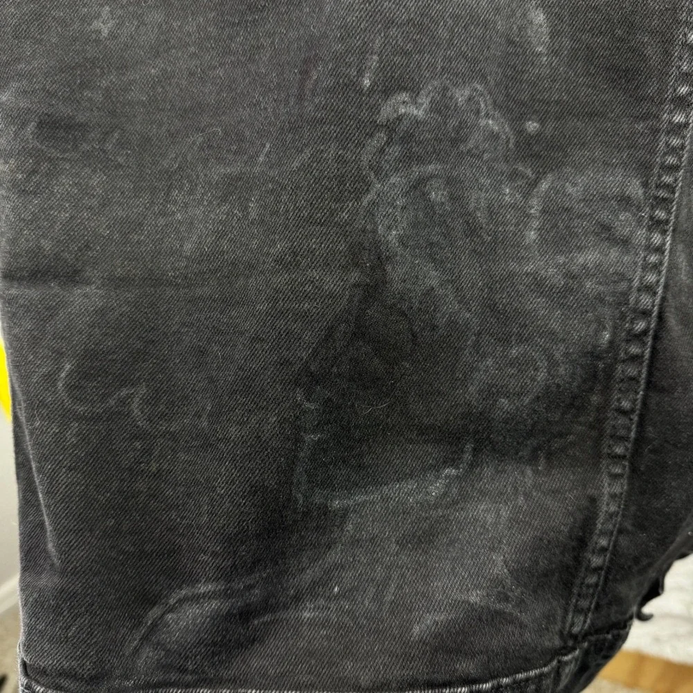 Levis Trucker Jacket Mens 3XL Black Graphic Sleeve Streetwear Custom Denim